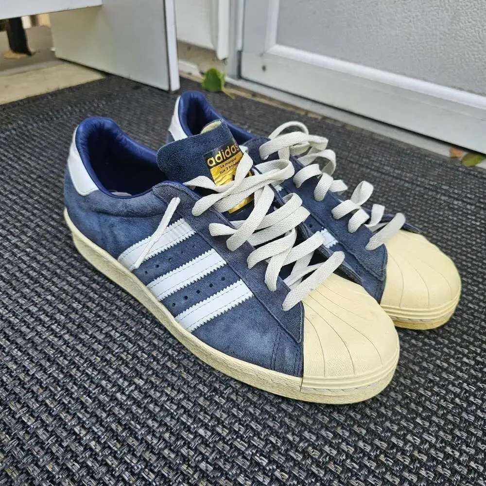 Adidas Superstar 80s B35988 Navy Suede Shell Toe Sneakers Men's 8.5